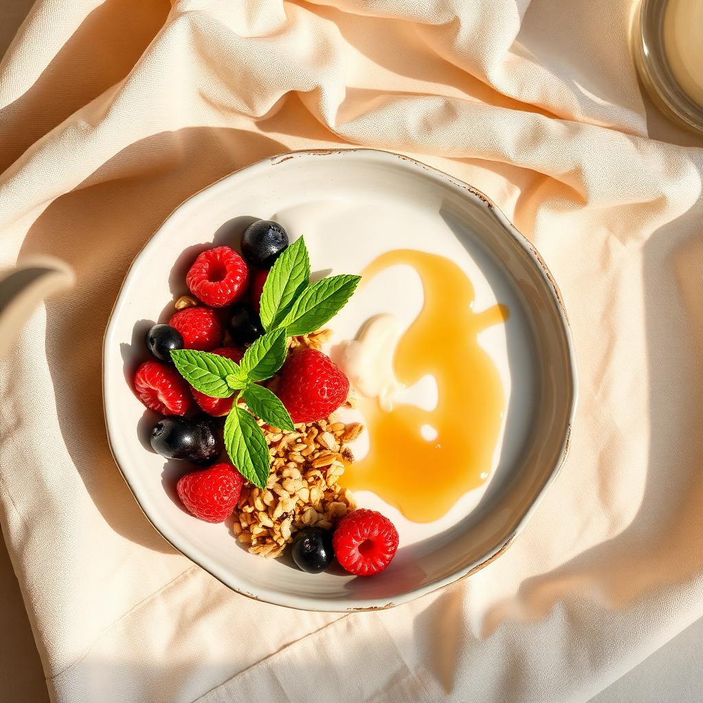 Prato equilibrado com frutas e granola